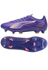 Buty Puma Ultra 5 Play MxSG 107904-01 fioletowe. Kolor: fioletowy. Materiał: syntetyk, materiał. Szerokość cholewki: normalna. Sport: piłka nożna