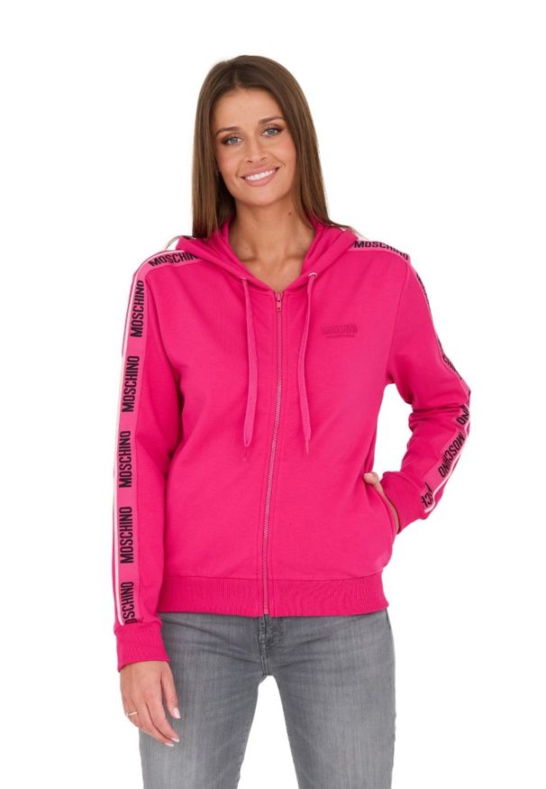 MOSCHINO Różowa bluza z lampasami. Kolor: różowy