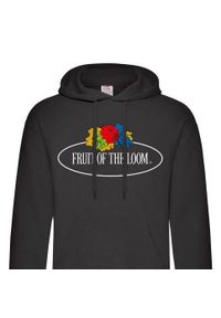 FRUIT OF THE LOOM - Damska Bluza Z Kapturem Z Nadrukiem Klasycznego Logo W Stylu Vintage. Typ kołnierza: kaptur. Kolor: czarny. Wzór: nadruk