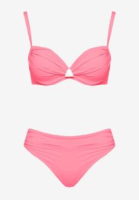 Born2be - Różowe Bikini Biustonosz z Trójkątną Ozdobą i Majtki Typu Figi Natisalia. Kolor: różowy. Wzór: aplikacja