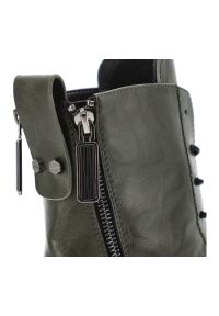 Zielone Botki Vinceza Ocieplane Buty Damskie. Okazja: na co dzień. Zapięcie: sznurówki. Kolor: zielony. Szerokość cholewki: normalna. Materiał: skóra, jeans. Sezon: zima, jesień. Obcas: na obcasie. Styl: casual, klasyczny. Wysokość obcasa: średni #6