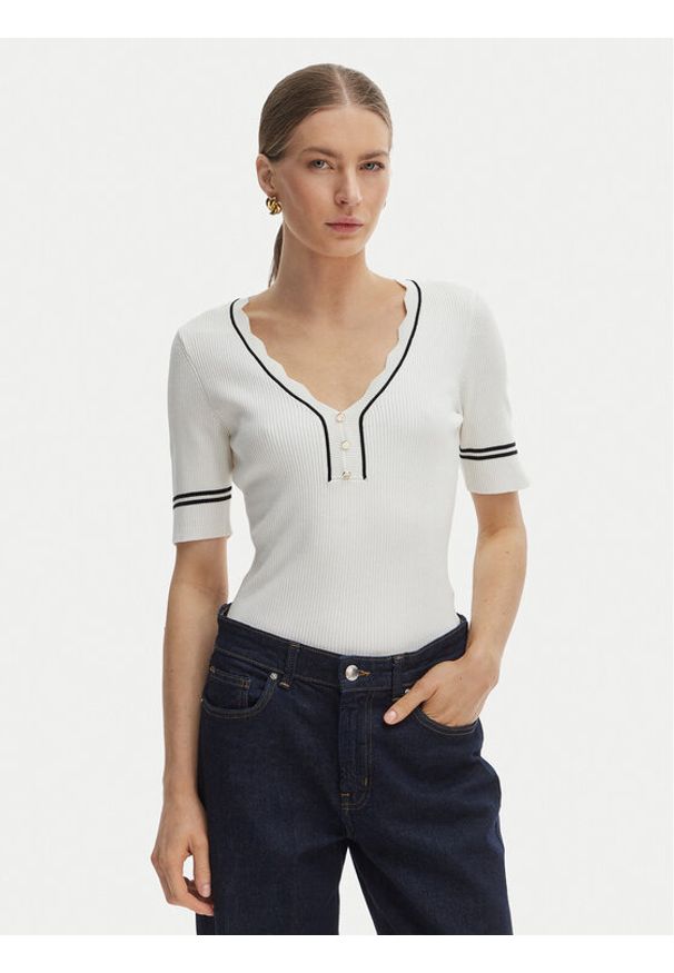 Morgan Bluzka 261-MIREN Biały Slim Fit. Kolor: biały. Materiał: wiskoza