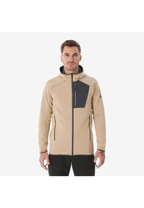 quechua - Polar turystyczny męski Quechua MH500 zamek. Kolor: szary, wielokolorowy, beżowy. Materiał: polar. Sport: turystyka piesza