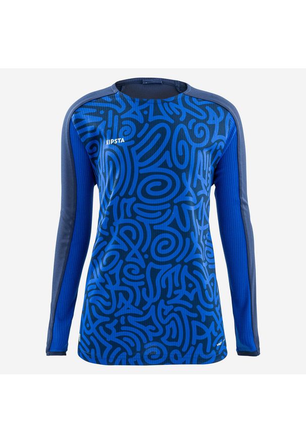 KIPSTA - Koszulka piłkarska z długim rękawem dla dzieci Kipsta Viralto. Kolor: niebieski. Materiał: materiał. Długość rękawa: długi rękaw. Długość: długie. Sport: piłka nożna
