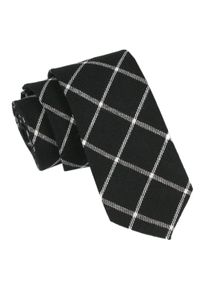 Wełniany Krawat - Alties - Czarny w Biały Wzór. Kolor: biały, wielokolorowy, czarny. Materiał: bawełna, wełna #1