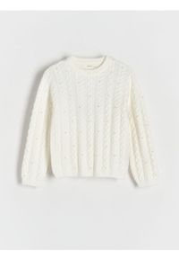 Reserved - Sweter z perełkami - złamana biel. Materiał: wiskoza, dzianina #1