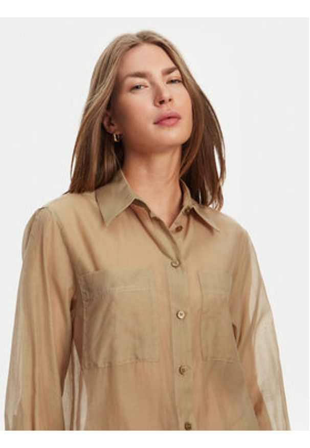 Marella Koszula Cennare 2513111025 Beżowy Regular Fit. Kolor: beżowy. Materiał: bawełna