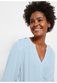 bonprix - Bluzka tunikowa z miękkiej wiskozy. Kolor: niebieski. Materiał: wiskoza. Długość rękawa: długi rękaw. Długość: długie #3