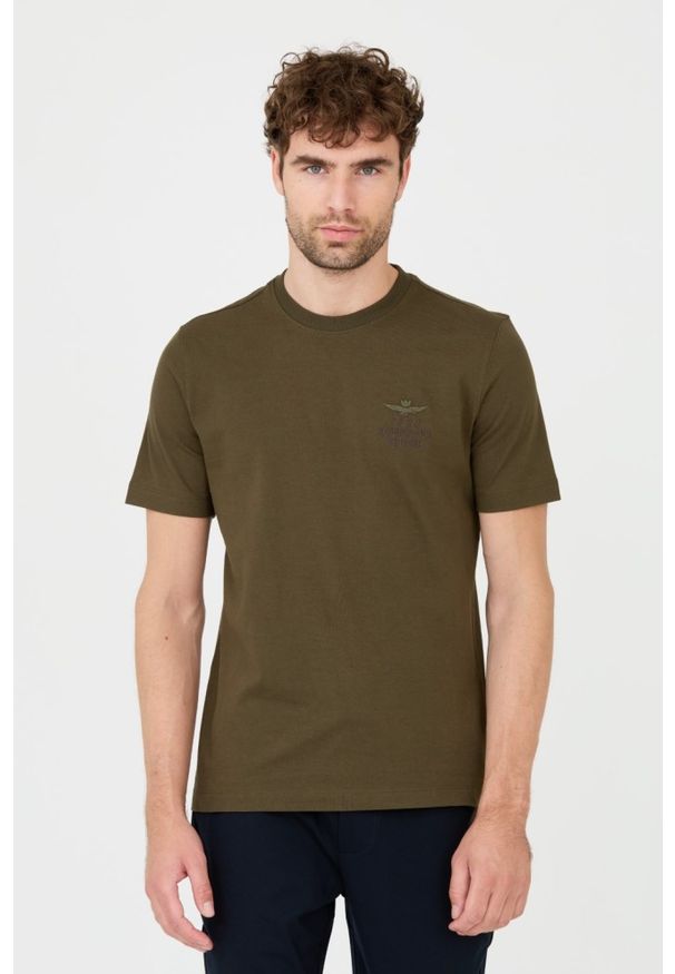 Aeronautica Militare - AERONAUTICA MILITARE Zielony bawełniany męski t-shirt, Rozmiar XXL. Kolor: zielony. Materiał: bawełna