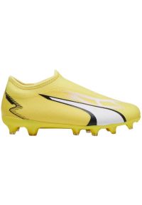 Buty piłkarskie Puma Ultra Match Ll FG/AG Jr 107514 04 żółte. Kolor: żółty. Szerokość cholewki: normalna. Sport: piłka nożna