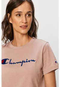 Champion - T-shirt. Okazja: na co dzień. Kolor: fioletowy. Materiał: bawełna, dzianina. Wzór: aplikacja. Styl: casual #5