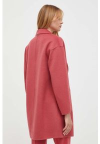 TwinSet - Twinset płaszcz wełniany kolor różowy przejściowy. Kolor: różowy. Materiał: wełna. Styl: klasyczny #2