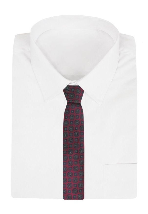 Męski Krawat - Głęboka Czerwień w Grochy - Alties. Kolor: czerwony. Materiał: tkanina. Wzór: grochy. Styl: elegancki, wizytowy