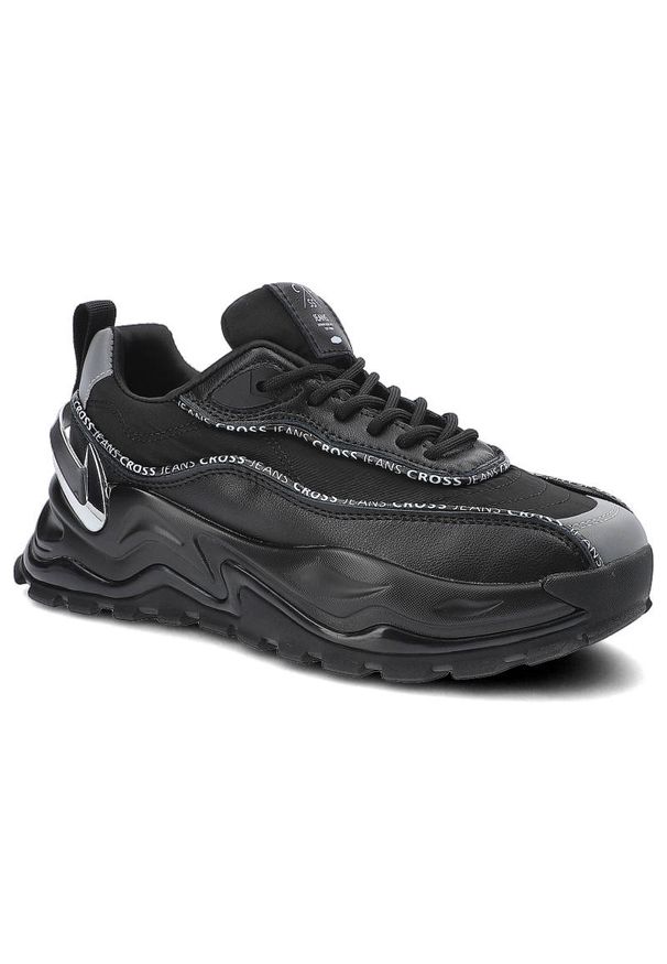 Czarne Sneakersy Damskie Cross Jeans Modne Obuwie. Okazja: na co dzień. Kolor: czarny. Materiał: syntetyk, materiał. Szerokość cholewki: normalna