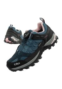 Buty damskie trekkingowe CMP Rigel wodoodporne. Kolor: wielokolorowy, niebieski, czarny. Materiał: materiał, skóra. Szerokość cholewki: normalna