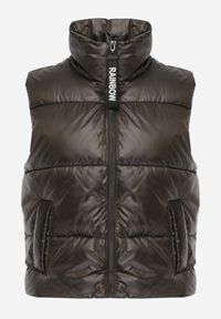 Renee - Ciemnozielona Pikowana Kamizelka z Szerokim Kołnierzem Cerissa. Kolor: zielony. Wzór: aplikacja #5