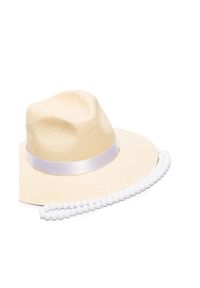 MAISON MICHEL PARIS - Beżowy kapelusz Henrietta. Kolor: beżowy. Wzór: aplikacja #4