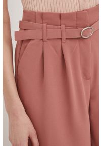 only - Only spodnie damskie kolor różowy szerokie high waist. Stan: podwyższony. Kolor: różowy. Materiał: tkanina #2