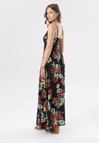 Born2be - Czarna Sukienka Eirevianna. Kolor: czarny. Materiał: koronka. Długość rękawa: na ramiączkach. Wzór: kwiaty #3