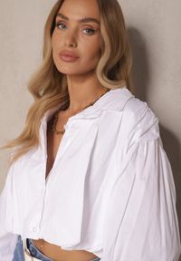 Renee - Biała Krótka Koszula z Bawełny Nuridelle. Okazja: na co dzień. Typ kołnierza: kołnierzyk klasyczny. Kolor: biały. Materiał: bawełna. Długość: krótkie. Styl: klasyczny, wizytowy, casual