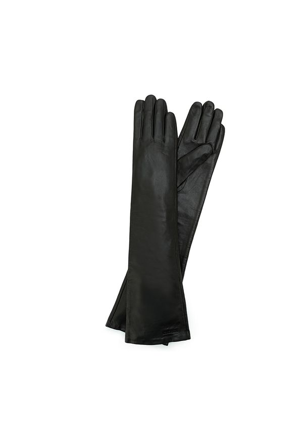 Wittchen - Damskie rękawiczki ze skóry długie. Kolor: czarny. Materiał: skóra. Styl: elegancki, wizytowy