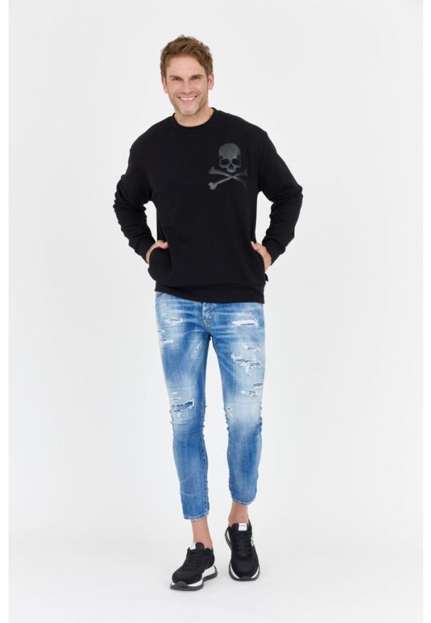 Philipp Plein - PHILIPP PLEIN Czarna bluza męska ls skull, Rozmiar L. Kolor: czarny
