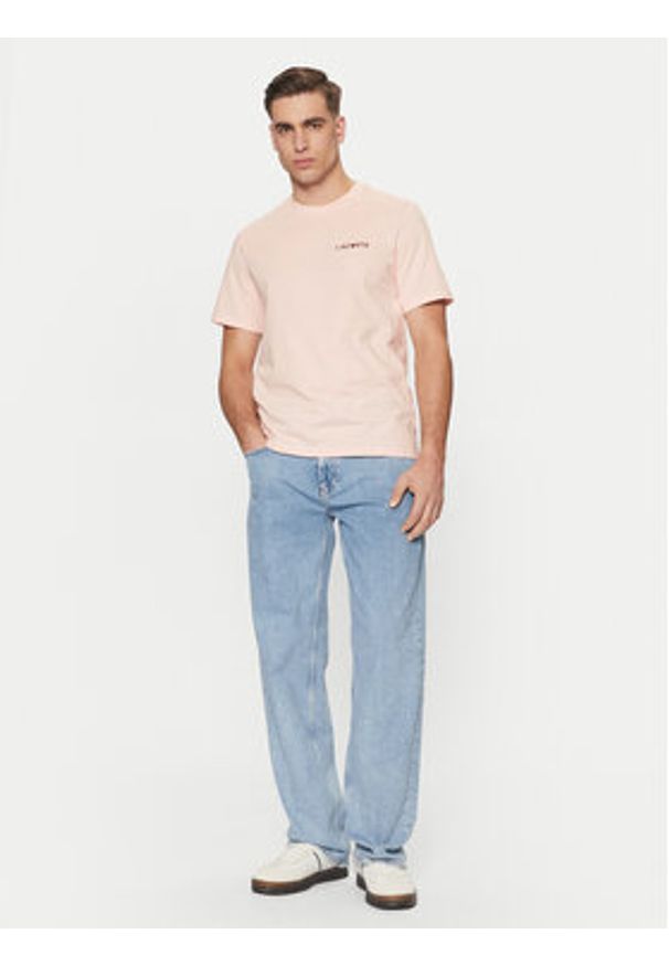 Lacoste T-Shirt TH5231 Różowy Regular Fit. Kolor: różowy. Materiał: bawełna