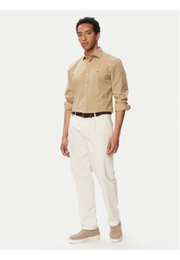 TOMMY HILFIGER - Tommy Hilfiger Koszula Gmd MW0MW43298 Beżowy Regular Fit. Kolor: beżowy. Materiał: bawełna