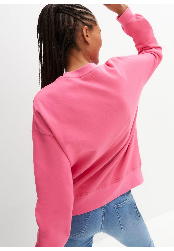 bonprix - Bluza oversize z czystej bawełny. Kolor: różowy. Materiał: bawełna