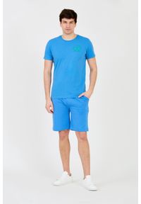 La Martina - LA MARTINA Błękitny męski t-shirt z dużym logo, Rozmiar XXL. Kolor: niebieski #5