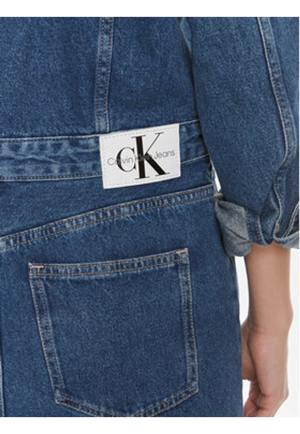 Calvin Klein Jeans Sukienka jeansowa Darted Denim Shirt Dress J20J222461 Granatowy Slim Fit. Kolor: niebieski. Materiał: bawełna
