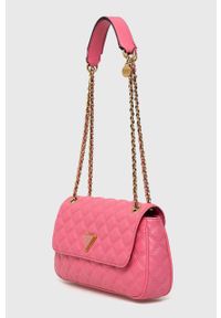 Guess torebka kolor różowy. Kolor: różowy. Materiał: pikowane. Rodzaj torebki: na ramię #3