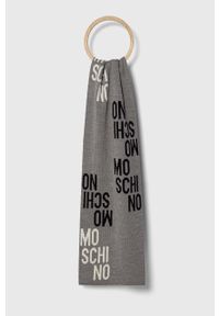 MOSCHINO - Moschino szalik wełniany kolor szary wzorzysty. Kolor: szary. Materiał: wełna #1