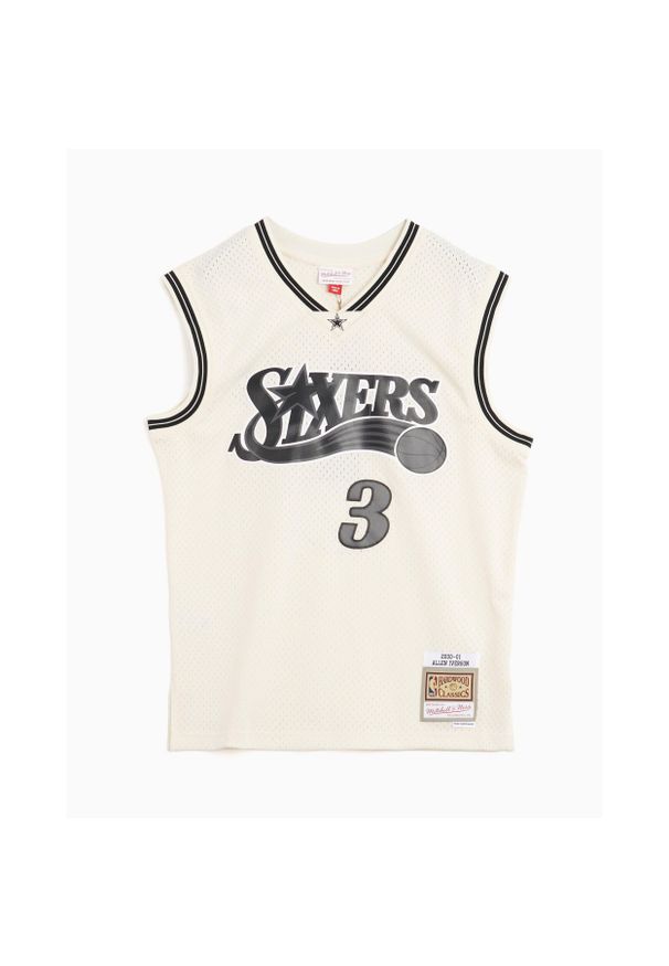 Mitchell & Ness - Koszulka Philadelphia 76ers Swingman Off Court 2000/01. Kolor: beżowy, wielokolorowy, biały. Sport: koszykówka