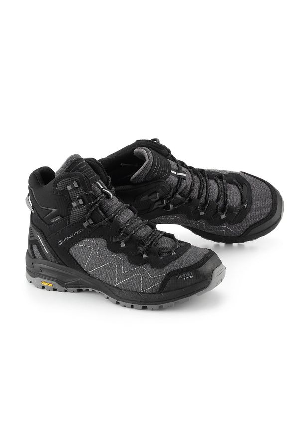 ALPINE PRO - Buty wysokie trekkingowe unisex Alpine Pro Cerne 2 Vibram. Kolor: czarny. Materiał: skóra, welur. Styl: sportowy. Sport: turystyka piesza