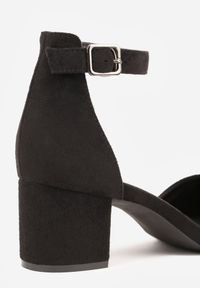 Born2be - Czarne Czółenka na Obcasie Vices ze Skórzaną Wkładką i Ozdobnym Paskiem Nurisella. Okazja: na co dzień. Zapięcie: pasek. Kolor: czarny. Materiał: skóra. Obcas: na obcasie. Styl: casual, klasyczny. Wysokość obcasa: średni #5