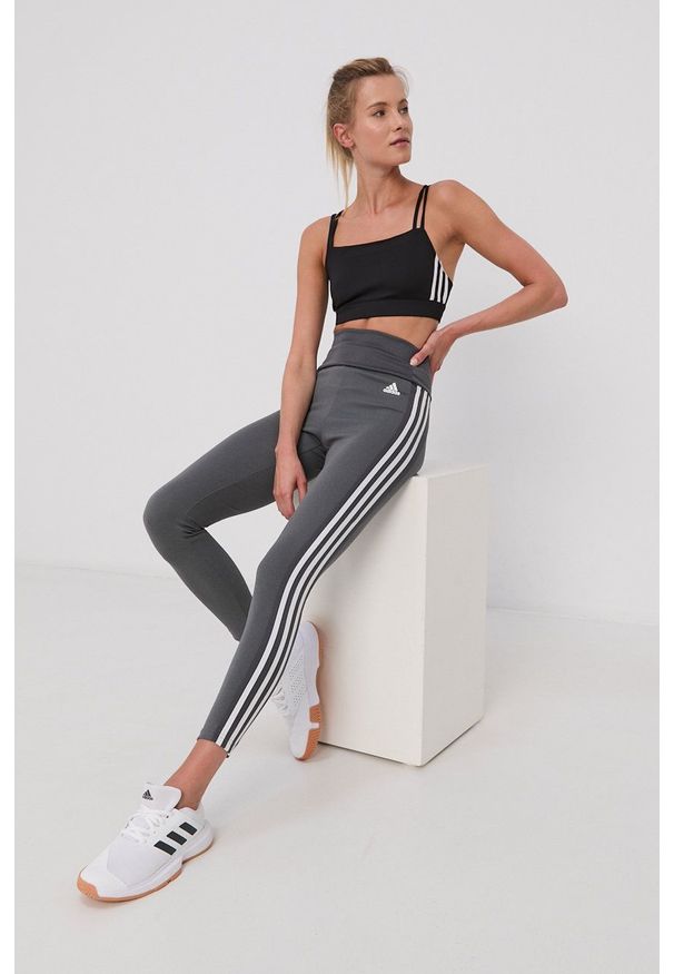 Adidas - adidas - Legginsy. Kolor: szary. Materiał: dzianina