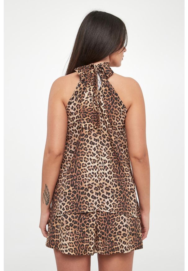 Liu Jo - Top damski halter w panterkę LIU JO. Typ kołnierza: dekolt halter. Wzór: motyw zwierzęcy