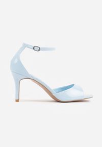 Renee - Niebieskie Eleganckie Sandały na Szpilce z Paskiem z Klamerką Berose. Zapięcie: pasek. Kolor: niebieski. Obcas: na szpilce. Styl: elegancki. Wysokość obcasa: średni #9