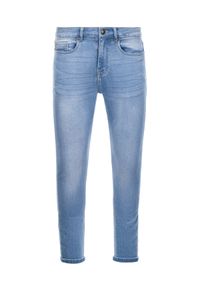 Ombre Clothing - Spodnie męskie jeansowe SKINNY FIT - jasnoniebieskie V4 OM-PADP-0101 - XXL. Kolor: niebieski. Materiał: jeans