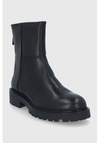 vagabond - Vagabond Botki skórzane damskie kolor czarny na płaskim obcasie. Nosek buta: okrągły. Kolor: czarny. Materiał: skóra. Obcas: na obcasie. Wysokość obcasa: niski #2