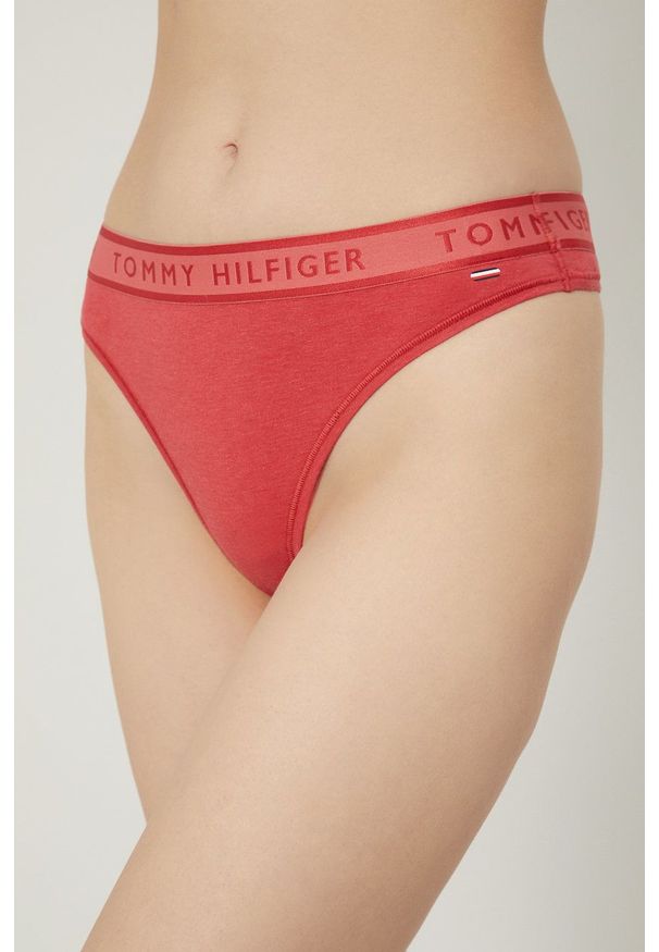 TOMMY HILFIGER - Tommy Hilfiger stringi kolor czerwony. Kolor: czerwony