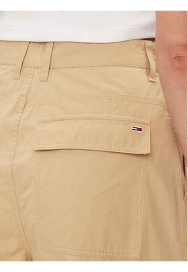 Tommy Jeans Spodnie materiałowe Claire DW0DW17314 Beżowy Wide Leg. Kolor: beżowy. Materiał: bawełna