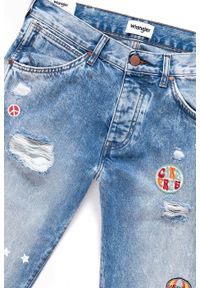 Wrangler - SPODNIE MĘSKIE WRANGLER BOYTON BLUE TOMORROW W16EGW13N. Stan: obniżony. Wzór: kolorowy, aplikacja. Styl: vintage #9