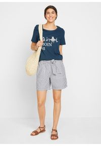 bonprix - T-shirt z mieszanki bawełny. Kolor: niebieski. Materiał: bawełna. Wzór: nadruk #3