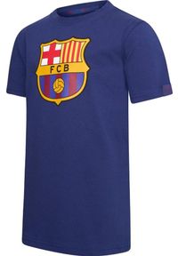 T-shirt dla chłopca FC Barcelona granatowy Junior Logo. Kolor: niebieski