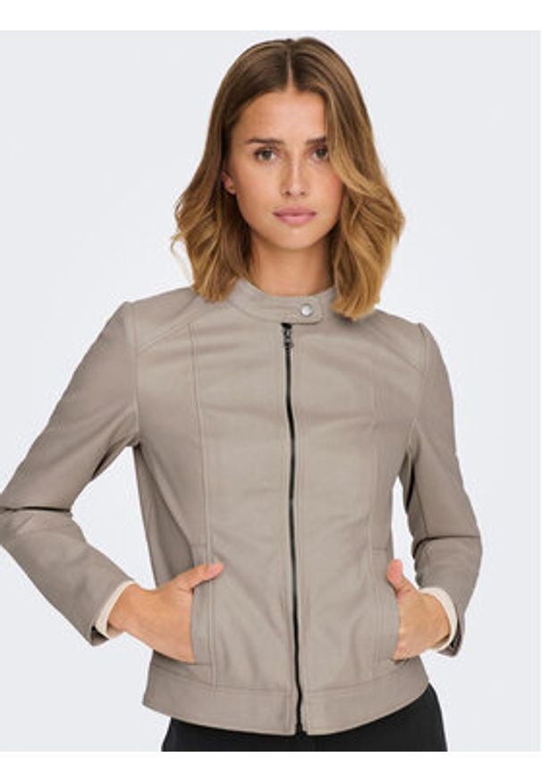 JDY Kurtka z imitacji skóry Emily 15241382 Beżowy Slim Fit. Kolor: beżowy. Materiał: skóra