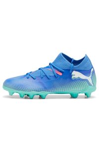Buty Piłkarskie Puma Future 7 Match Fg/Ag Jr Dzieci. Zapięcie: sznurówki. Kolor: wielokolorowy, niebieski, zielony. Materiał: materiał. Szerokość cholewki: normalna. Sport: piłka nożna