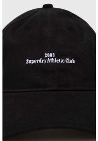 Superdry czapka z daszkiem bawełniana kolor czarny z aplikacją. Kolor: czarny. Materiał: bawełna. Wzór: aplikacja #4