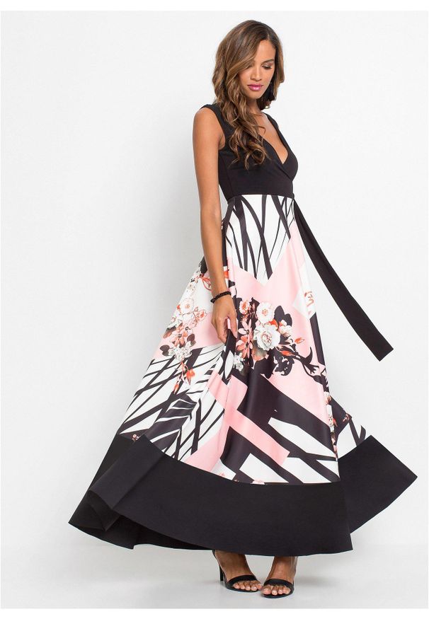 bonprix - Sukienka maxi. Kolor: czarny. Styl: elegancki. Długość: maxi